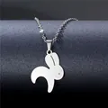 Collana minimalista in acciaio inossidabile con ciondolo a coniglio e catena a O per donna - Stile Coniglio (XL162)