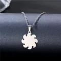 Poliertes Edelstahl-Sonnenanhänger-Halskette mit O-Kette für Damen auf grauem Display - Rotierendes Getriebe Stil (XL156)