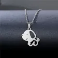 Minimalist stainless steel puppy necklace with cute hollowed-out dog pendant for women - Smiling Puppy Style (XL176)