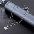 Collana a doppio strato in acciaio al titanio con perline e ciondolo LOVE - Ciondolo Tondo LOVE (SC3 Smalto)