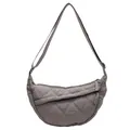 Grey quilted padded hobo bag with adjustable strap and durable nylon finish - Gray