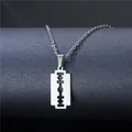 Collana punk in acciaio inossidabile con ciondolo a lama di rasoio e design geometrico - Stile Lama da Rasoio (XL13-)