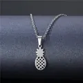 Fashionable stainless steel pineapple pendant necklace with geometric hollow grid design - Pineapple Hollow Style (XL22)