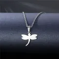 Polished stainless steel dragonfly pendant necklace with a fine silver cross chain - Dragonfly Bionic Style (XL25)