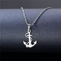 Polished silver anchor cross pendant necklace with fine chain on a textured grey background - Classic Anchor Style (XL20)