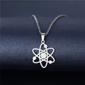 Minimalistische Sonnensystem Atom Halskette aus Edelstahl mit Laser geschnittenem Design - Atomstruktur-Stil (XL261)