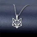 Minimalistische geometrische hohle Fuchs Anhänger Halskette aus poliertem Edelstahl - Geometrischer Fuchskopf-Stil (XL257)