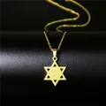 Macro detail of 18K gold plated stainless steel hexagram star pendant necklace - Star of David Hexagram Style (86)