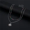 Double-layer stainless steel galaxy necklace with colored beads and atom planet pendant - Atom Pendant (SC10 Enamel)