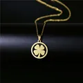 Collier en acier inoxydable plaqué or 18 carats avec pendentif trèfle élégant - Forme de Trèfle à Quatre Feuilles (123) / Or
