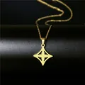 Detailed close-up of 18K gold-plated four-petal flower pendant on a stainless steel chain - Four-Petal Flower Style (114)