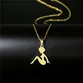 18K gold plated stainless steel necklace featuring a minimalist female silhouette pendant - Female Silhouette Style (80)