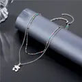 Silver double-layer necklace with colorful beads and a hollow bear pendant - Bear Pendant (SC5 Enamel)