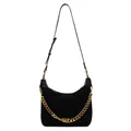 Maillard vintage frosted black crossbody bag with gold chain and leather strap - Black
