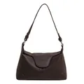 Sac sous le bras marron foncé avec texture litchi et lettrage FASHION & BAGS - Café