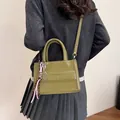 Olive green vintage tote bag with tennis racket charm and adjustable shoulder strap - 24*10*16.5 / Green with Pendant