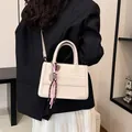 Creamy white tote bag with embossed letters and a decorative charm knot pendant - 24*10*16.5 / Off-White with Pendant