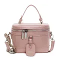 Sac bandoulière rose chic en forme de boîte avec breloque cloche argentée et poignée - Avec Ornement / Rose