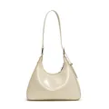 Borsa a tracolla minimalista crema in pelle lucida con fibbia argento NO FILTER - Bianco