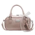 Light pink Boston bag with lace ribbon and abacus charm on white background - Pink With Pendant