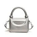 Mini sac argenté mat avec poignée supérieure structurée et détails de boules métalliques - Argenté