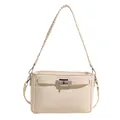 Elegante cremeweiße Kelly-Stil Handtasche mit gewebtem Griff und Metall-Drehverschluss - Standardtyp / Weiß