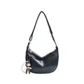 Sac hobo noir minimaliste avec chaîne en perles et pendentif figurine mignon - Avec Pendentif / Noir