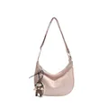 Sac demi-lune rose clair minimaliste avec texture mate et charm poupée mignon - Avec Pendentif / Rose