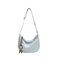 Sac hobo croissant bleu-gris clair avec chaîne en perles et breloque poupée mignonne - Avec Pendentif / Bleu