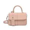 Bolso rosa de retazos con textura tejida y asa superior elegante para mujer - Rosa