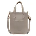 Sac seau beige avec texture litchi et détails dorés pour un porté croisé polyvalent - Blanc