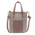 Sac seau minimaliste beige et rose avec texture litchi et bandoulière réglable - Rose
