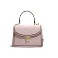 Sac bandoulière rose avec texture plume gaufrée et boucle en métal doré pour femme - Rose