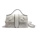 Sac à main carré en dentelle blanc crème avec papillons 3D et bandoulière réglable - Blanc