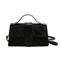 Elegant black lace bag with 3D butterfly embroidery and leather strap in variant style - Black