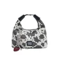 Borsa a mano alla moda con stampa mucca bianca e nera, fibbia in metallo e nappa a cuore - Stile Uno Bianco Senza Ciondolo