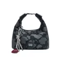 Borsa a mano nera da donna con stampa muccata, dettagli metallici e ciondolo - Stampa Mucca Nero Grigio (Stile 1 Senza Ciondolo)