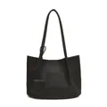 Sac fourre-tout classique en cuir noir avec texture litchi et bandoulières pour le quotidien - Noir