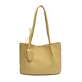Sac fourre-tout jaune minimaliste avec texture cuir grainé et détail de nœud - Jaune