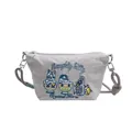 Light gray crossbody bag featuring cute cat embroidery and stylish rope shoulder strap - Gray