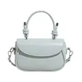 Light blue faux leather handbag with knot handle and silver metal hardware accents - Light Blue Without Pendant