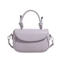 Sac bandoulière en cuir lavande minimaliste avec poignée nouée et logo embossé - Violet Sans Pendentif