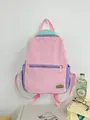Sac à dos léger en nylon rose et violet avec poignée vert menthe pour écoliers et sorties - Rose (Fermeture Éclair Horizontale)