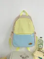 Tochaso color block nylon backpack in beige, yellow, and blue for outdoor leisure - Yellow Horizontal Zipper
