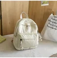 Mini retro gebroken witte canvas rugzak voor dames met duurzame katoenen trekker - Wit