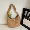 Handgemaakte gehaakte draagtas in kaki met retro patroon voor strandvakanties - Khaki