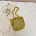 Bolso de punto de verano en verde lima con bolsa interior blanca con cordón - Amarillo