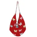 Rote Stricktasche mit bunten 3D-Schmetterlingen und ethnischen Blumen-Stickereien - Rot