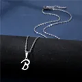 Collana in acciaio inossidabile lucido con pendente a lettera B corsiva su catena a O classica - Lettera B