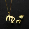 Set gioielli zodiaco Vergine con collana e orecchini a lobo dorati in acciaio inox - Virgo